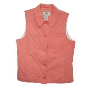 L.L. Bean Women's Quilted Coral Vest Size Small Reg – Button Front Lightweight